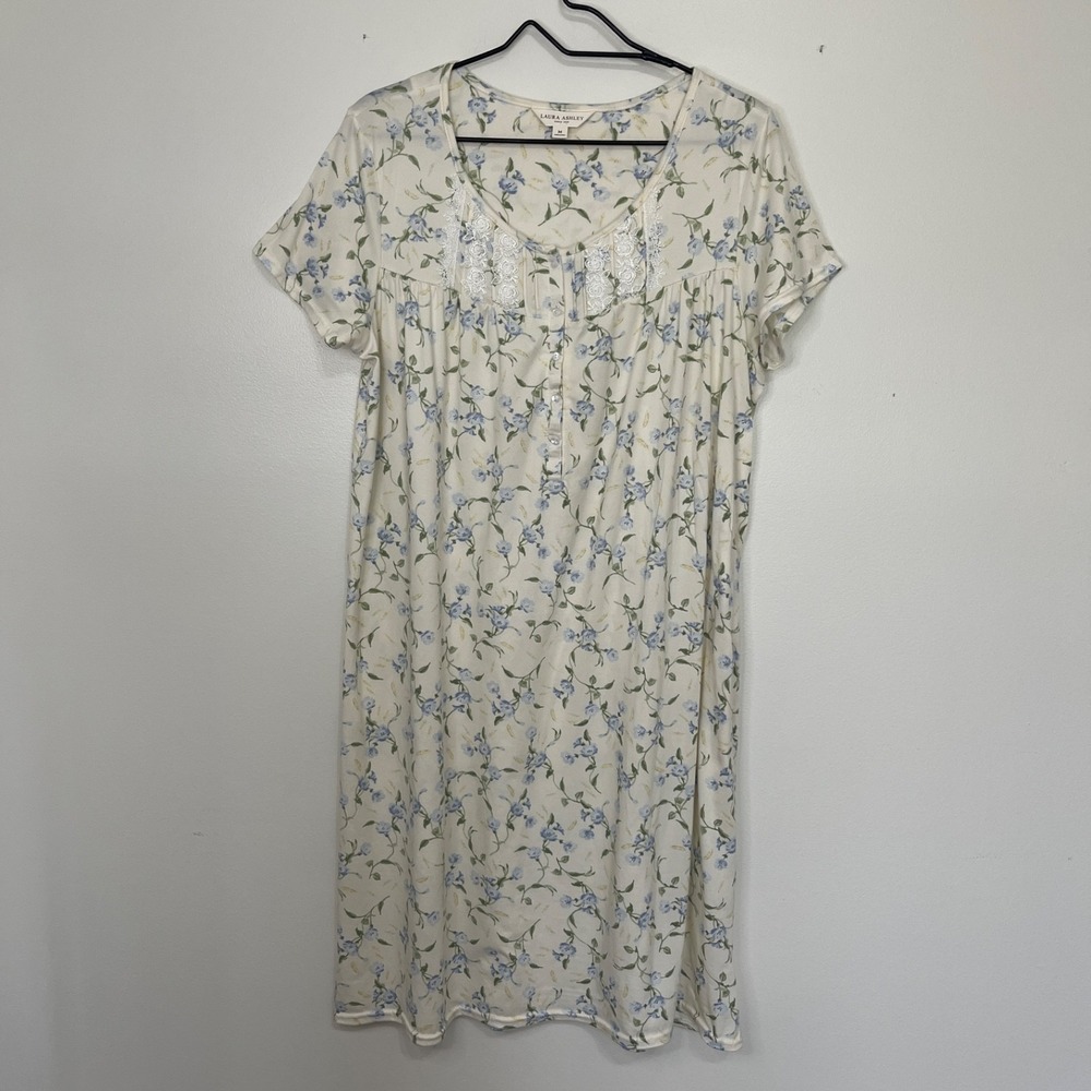 Laura Ashley Cottage Core Pajama Dress Women's M Grandma Core Milkmaid Prairie